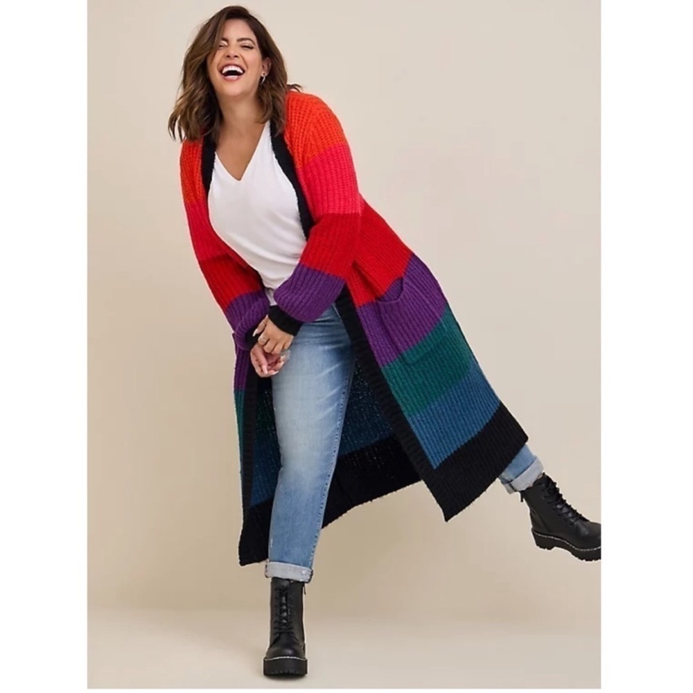 Torrid Multicolor Striped Cardigan
